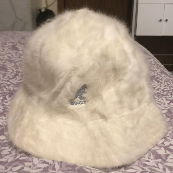 furry white kangol hat